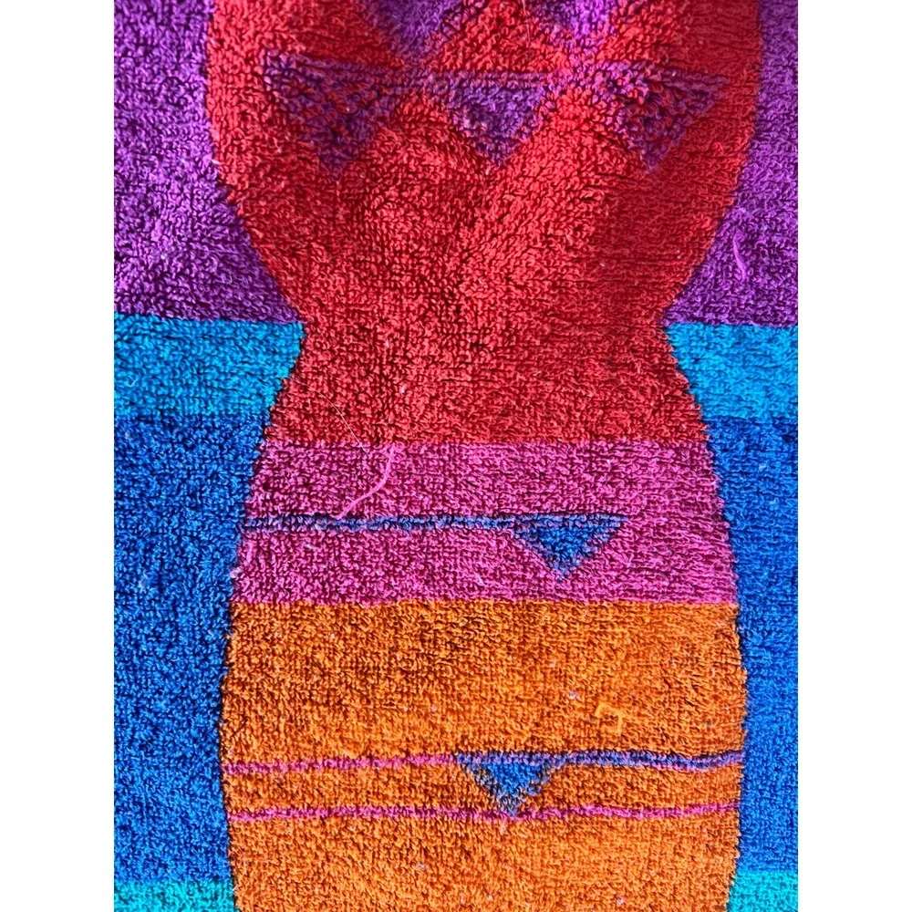 Vintage Royal Terry Pineapple Beach Towel Bright Tropical Oversized 37x63 Cotton